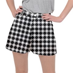 Square Diagonal Pattern Stretch Ripstop Shorts