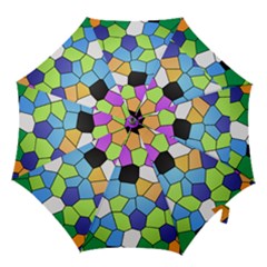 Stained Glass Colourful Pattern Hook Handle Umbrellas (large) by Mariart