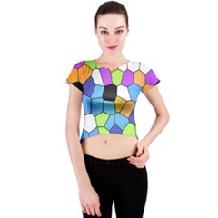 Stained Glass Colourful Pattern Crew Neck Crop Top by Mariart