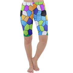 Stained Glass Colourful Pattern Cropped Leggings  by Mariart