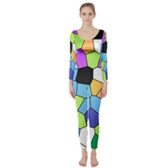 Stained Glass Colourful Pattern Long Sleeve Catsuit by Mariart