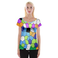 Stained Glass Colourful Pattern Cap Sleeve Top by Mariart