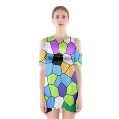 Stained Glass Colourful Pattern Shoulder Cutout One Piece Dress by Mariart