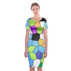 Stained Glass Colourful Pattern Classic Short Sleeve Midi Dress by Mariart