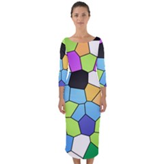 Stained Glass Colourful Pattern Quarter Sleeve Midi Bodycon Dress by Mariart