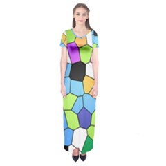 Stained Glass Colourful Pattern Short Sleeve Maxi Dress by Mariart