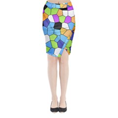 Stained Glass Colourful Pattern Midi Wrap Pencil Skirt by Mariart