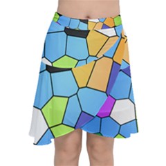 Stained Glass Colourful Pattern Chiffon Wrap Front Skirt by Mariart