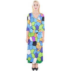 Stained Glass Colourful Pattern Quarter Sleeve Wrap Maxi Dress