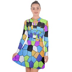 Stained Glass Colourful Pattern Long Sleeve Panel Dress