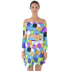 Stained Glass Colourful Pattern Off Shoulder Top With Skirt Set by Mariart