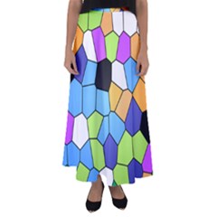 Stained Glass Colourful Pattern Flared Maxi Skirt by Mariart