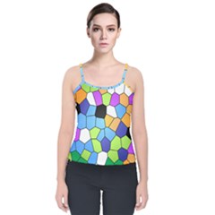 Stained Glass Colourful Pattern Velvet Spaghetti Strap Top