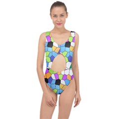 Stained Glass Colourful Pattern Center Cut Out Swimsuit