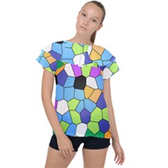 Stained Glass Colourful Pattern Ruffle Collar Chiffon Blouse