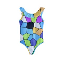 Stained Glass Colourful Pattern Kids  Frill Swimsuit