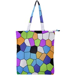 Stained Glass Colourful Pattern Double Zip Up Tote Bag