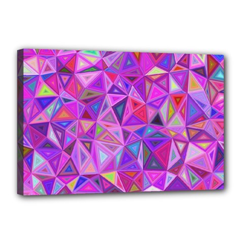 Pink Triangle Background Abstract Canvas 18  X 12  (stretched) by Mariart