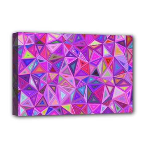 Pink Triangle Background Abstract Deluxe Canvas 18  X 12  (stretched) by Mariart