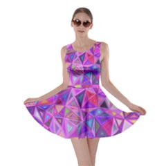 Pink Triangle Background Abstract Skater Dress by Mariart