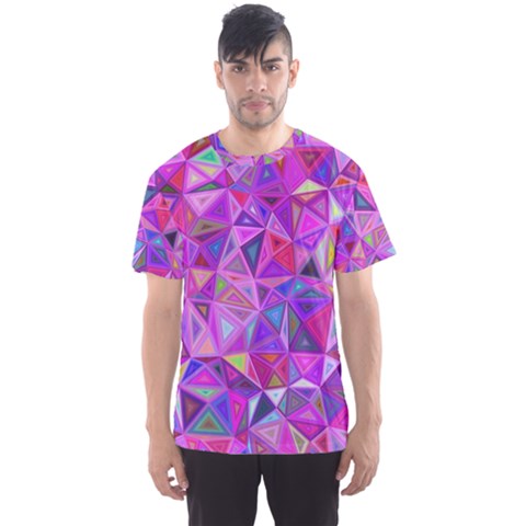 Pink Triangle Background Abstract Men s Sports Mesh Tee by Mariart