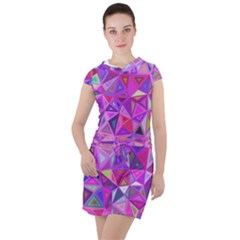 Pink Triangle Background Abstract Drawstring Hooded Dress