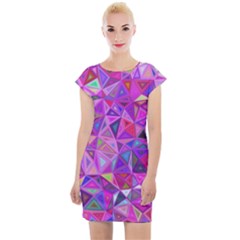 Pink Triangle Background Abstract Cap Sleeve Bodycon Dress