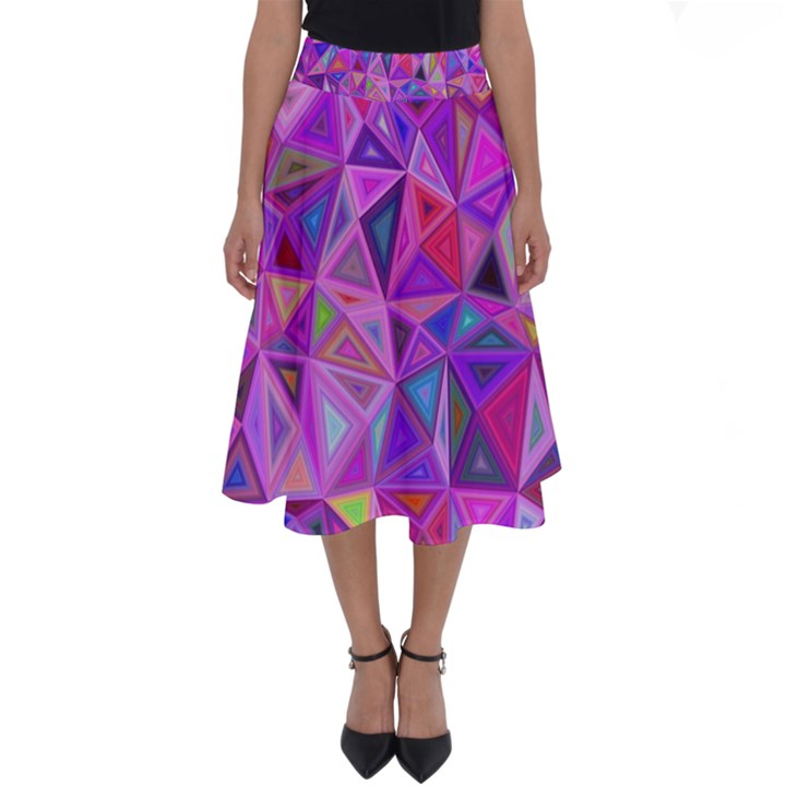 Pink Triangle Background Abstract Perfect Length Midi Skirt