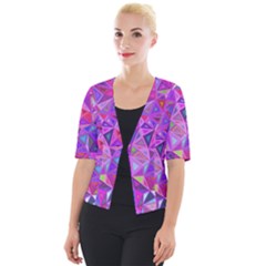 Pink Triangle Background Abstract Cropped Button Cardigan