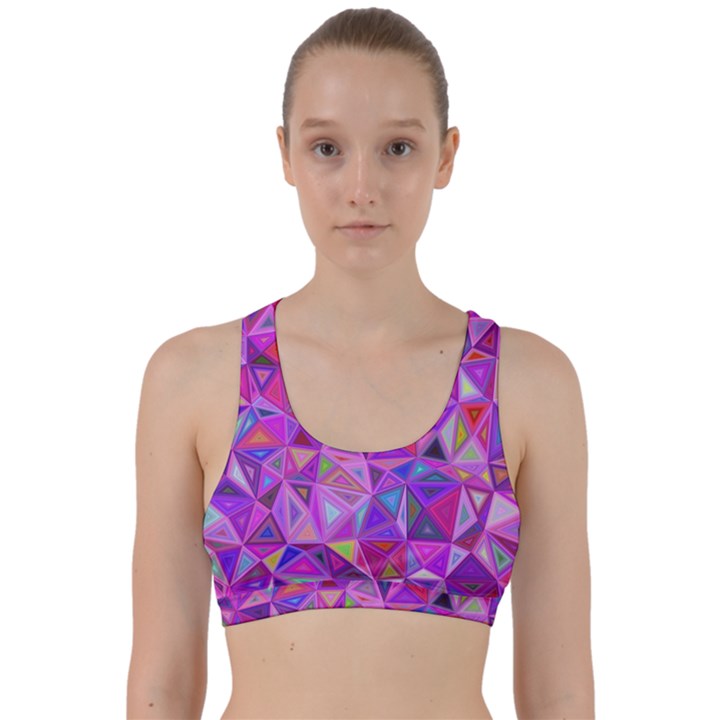 Pink Triangle Background Abstract Back Weave Sports Bra