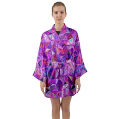 Pink Triangle Background Abstract Long Sleeve Kimono Robe