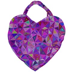 Pink Triangle Background Abstract Giant Heart Shaped Tote by Mariart