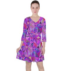 Pink Triangle Background Abstract Ruffle Dress