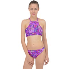 Pink Triangle Background Abstract Racer Front Bikini Set by Mariart