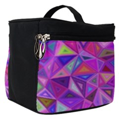 Pink Triangle Background Abstract Make Up Travel Bag (small)