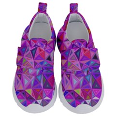 Pink Triangle Background Abstract Kids  Velcro No Lace Shoes