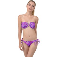 Pink Triangle Background Abstract Twist Bandeau Bikini Set