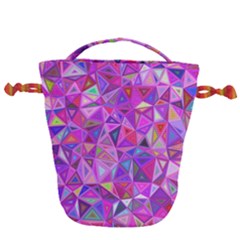 Pink Triangle Background Abstract Drawstring Bucket Bag