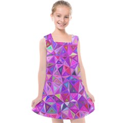 Pink Triangle Background Abstract Kids  Cross Back Dress