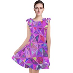 Pink Triangle Background Abstract Tie Up Tunic Dress