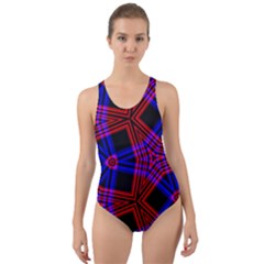 Pattern Line Cut-out Back One Piece Swimsuit