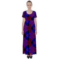 Pattern Line High Waist Short Sleeve Maxi Dress