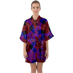 Pattern Line Quarter Sleeve Kimono Robe by Mariart