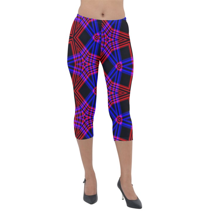 Pattern Line Lightweight Velour Capri Leggings 