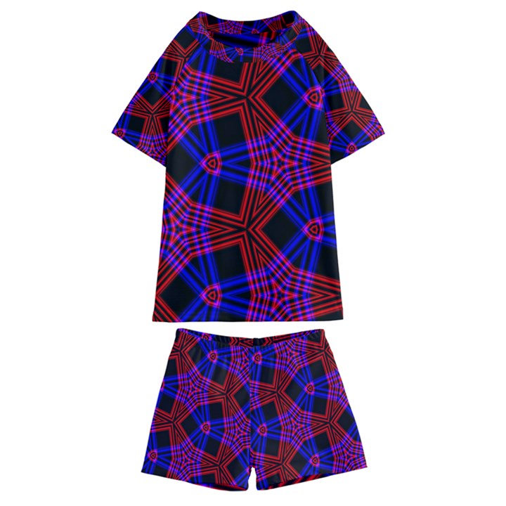 Pattern Line Kids  Swim Tee and Shorts Set