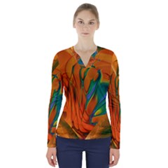 Pattern Heart Love Lines V-neck Long Sleeve Top by Mariart