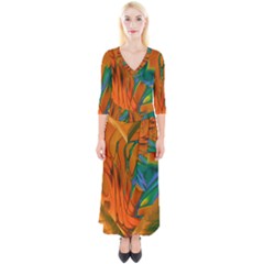 Pattern Heart Love Lines Quarter Sleeve Wrap Maxi Dress