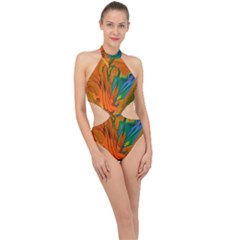 Pattern Heart Love Lines Halter Side Cut Swimsuit by Mariart