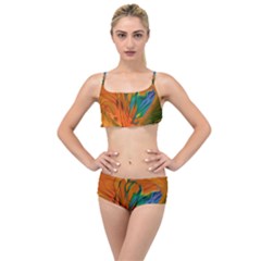 Pattern Heart Love Lines Layered Top Bikini Set