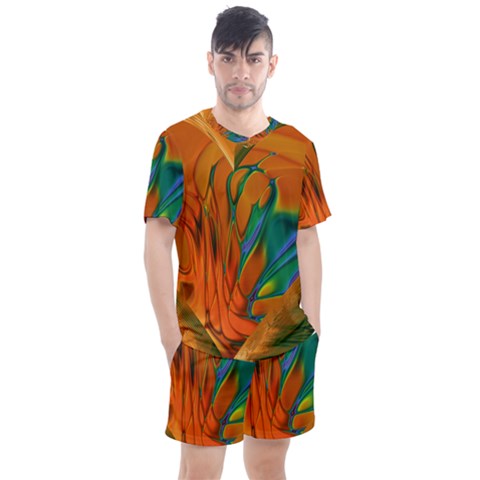 Pattern Heart Love Lines Men s Mesh Tee And Shorts Set by Mariart